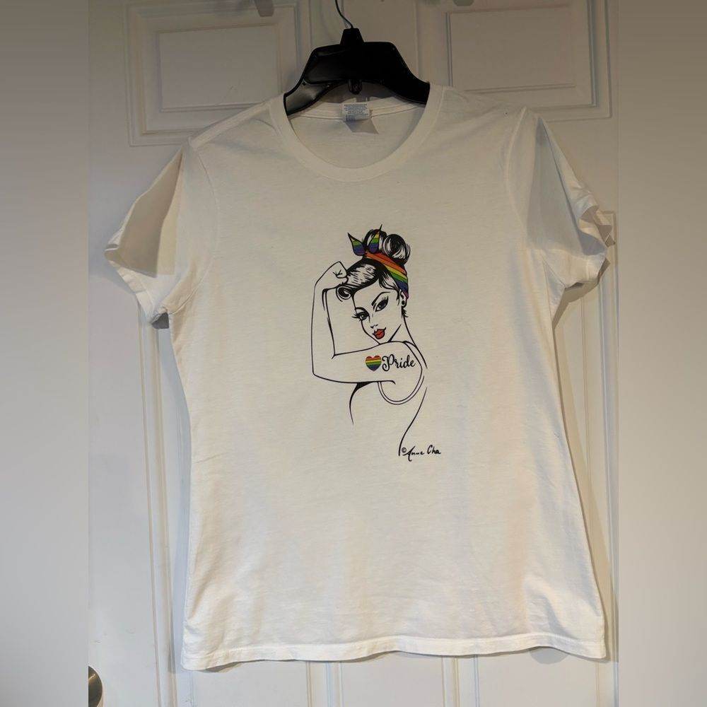 Women's Short Sleeve Pride Tee - White - Picture 7 of 11